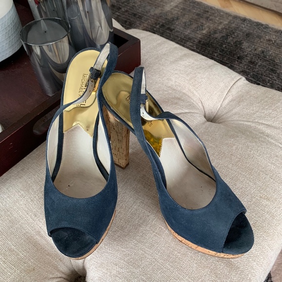 Michael Kors Blue Suede & Cork Sandals - Picture 3 of 6